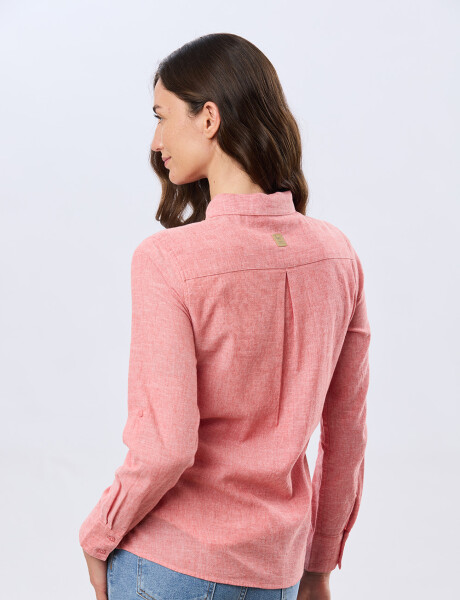 CAMISA LISA DE LINO Ladrillo