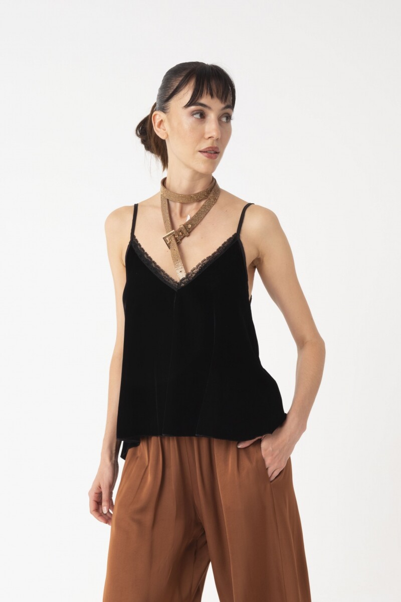 Top de bretel fino regulable Negro