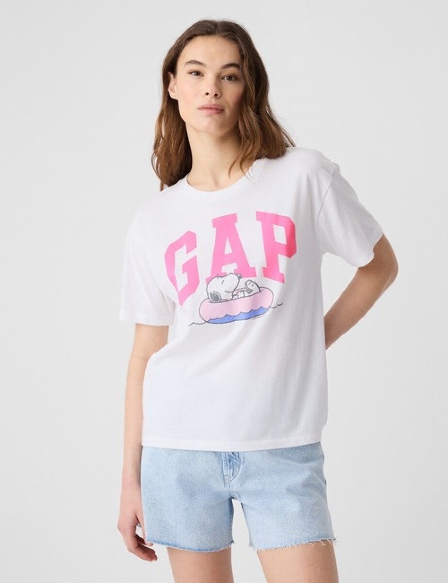 Remera Gráfico Manga Corta Mujer - Snoopy Pool Float 