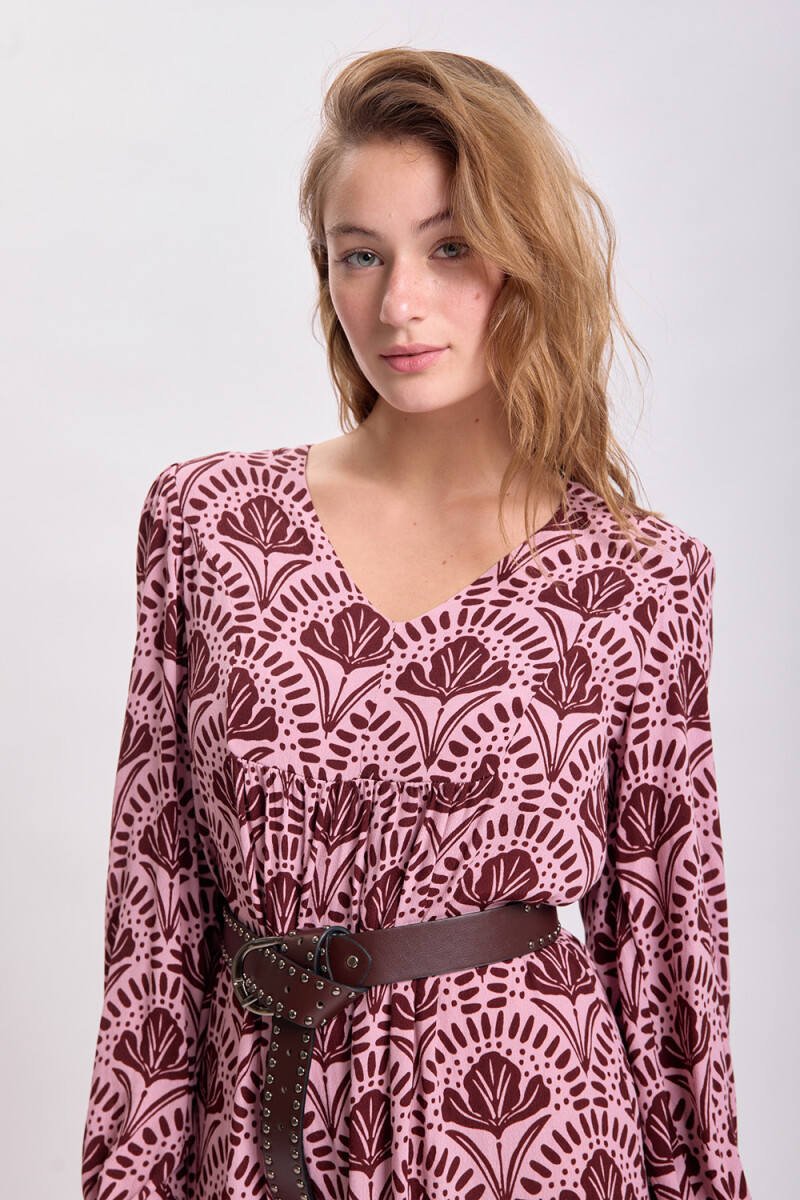 Vestido largo paneles Rosa