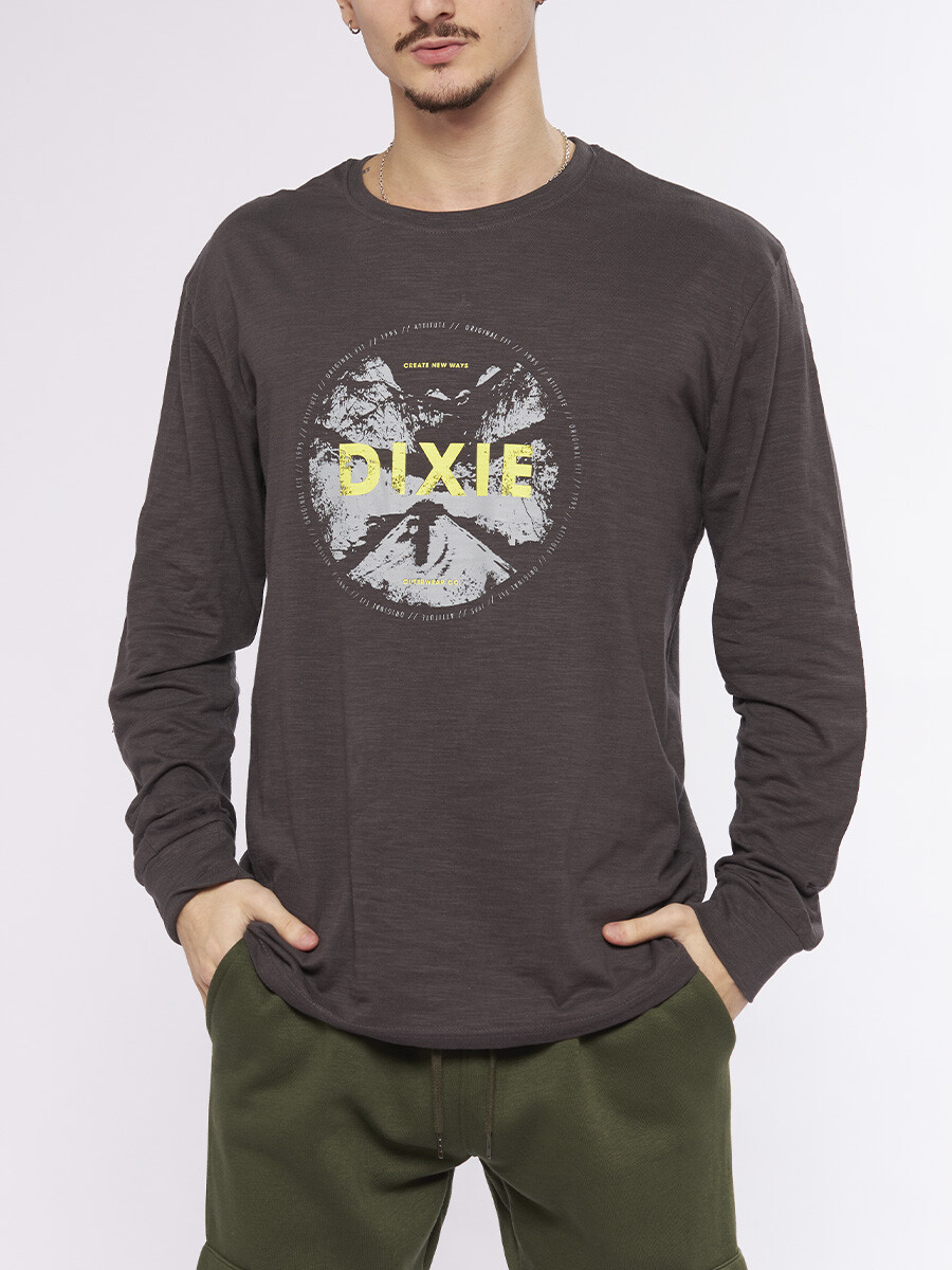 T-SHIRT ML CREATE DIXIE - Gris 