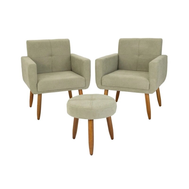 Conjunto Decorativo 494 Dallas 2 Poltronas + Puff Verde Conjunto Decorativo 494 Dallas 2 Poltronas + Puff Verde