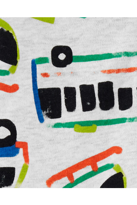 Pijama una pieza de algodón, con pie, diseño vehículos Sin color