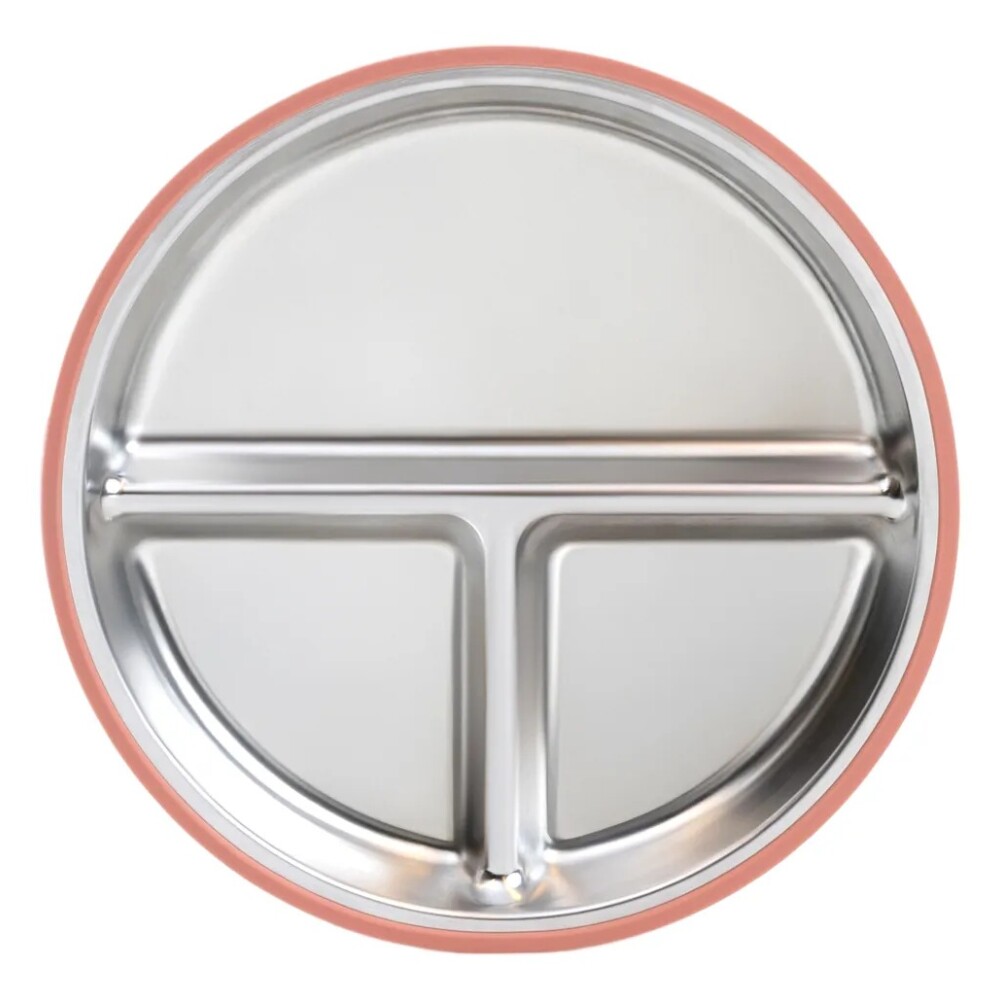 Plato acero inoxidable y silicona BUBA rosa