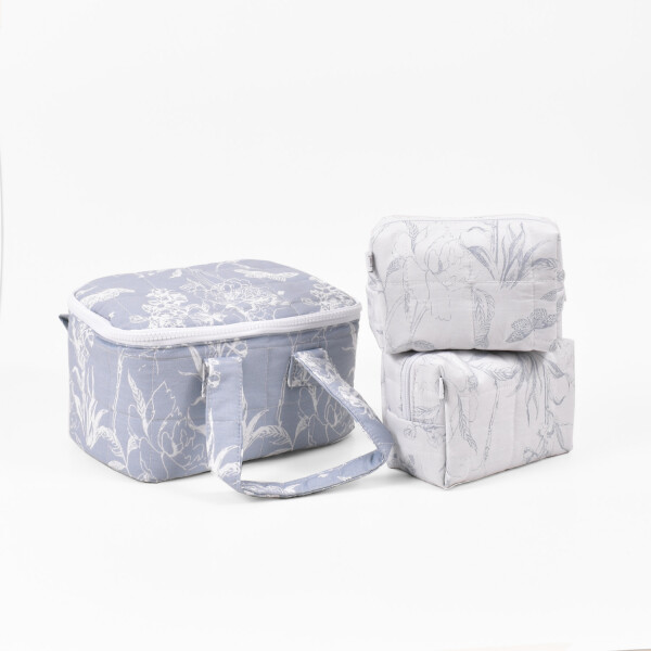 Set x3 Necessaires Chiara Colección Amelia Toile Celeste