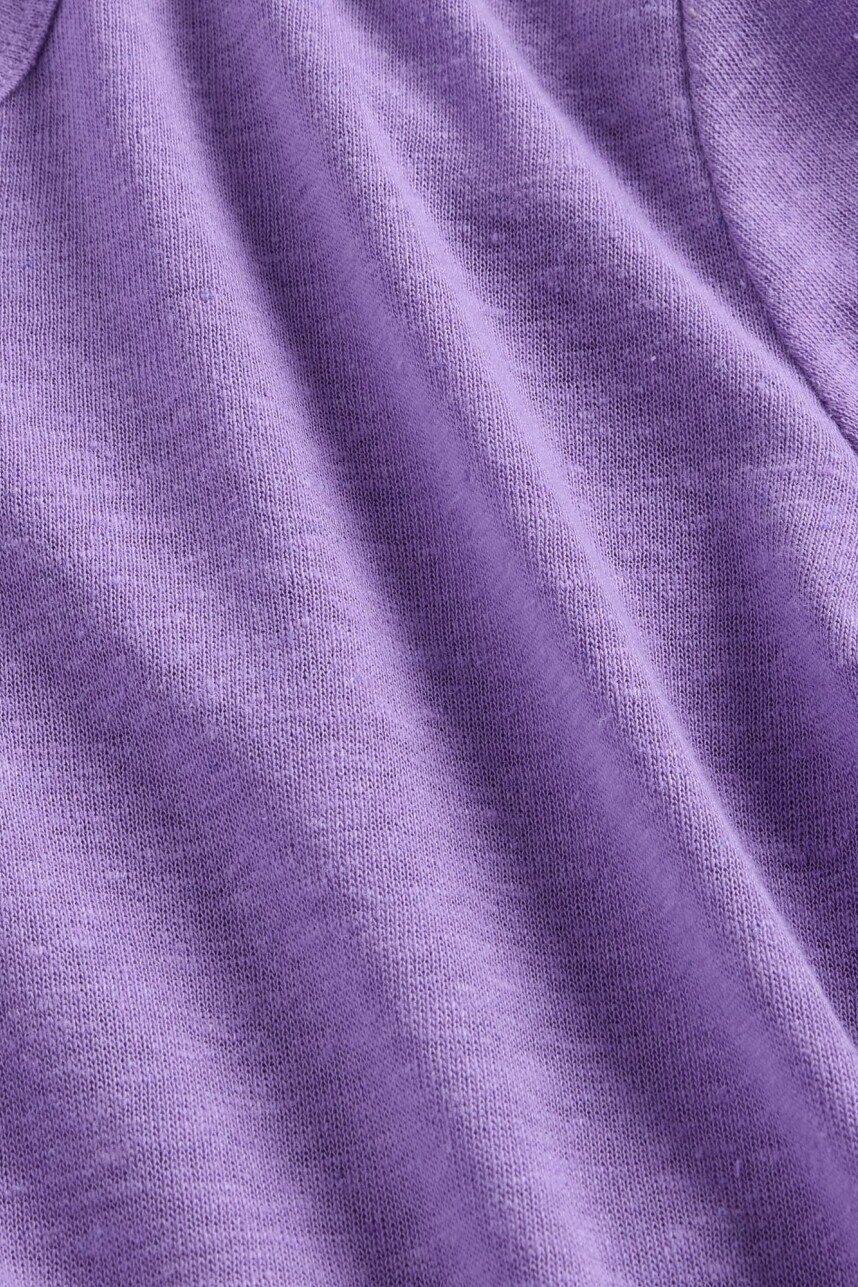 Remera Lino Crop Manga Corta Mujer Purple Loganberry