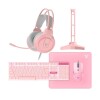 SETGAMER FANTECH TECLADO, MOUSE+PAD, AURICULARES Y SOPORTE Rosa