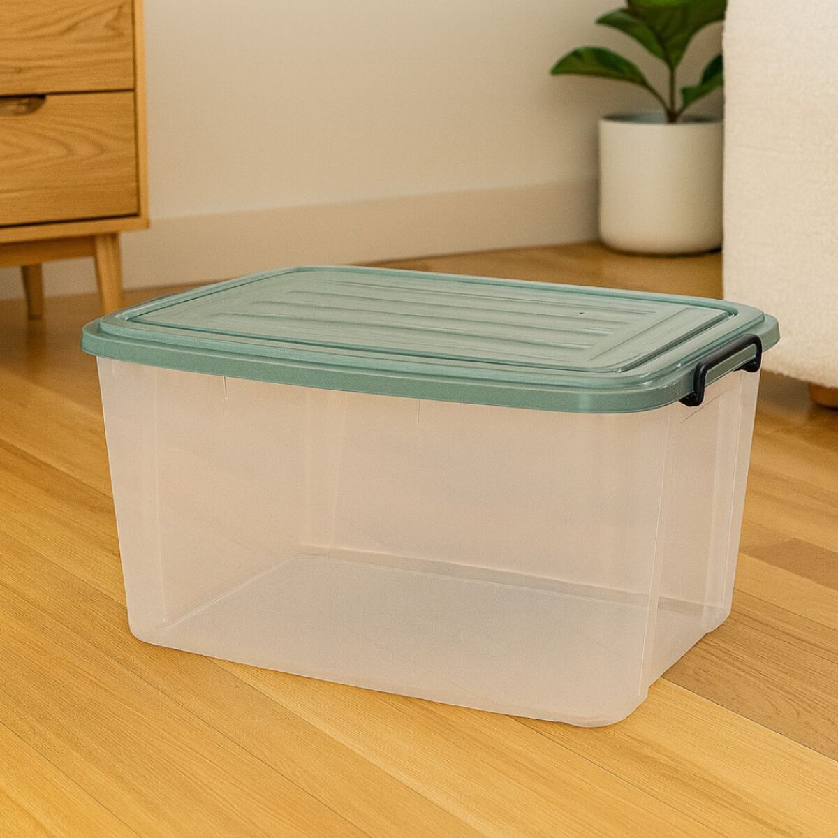 CAJA ORGANIZADORA 55 LITROS CON TAPA VERDE 