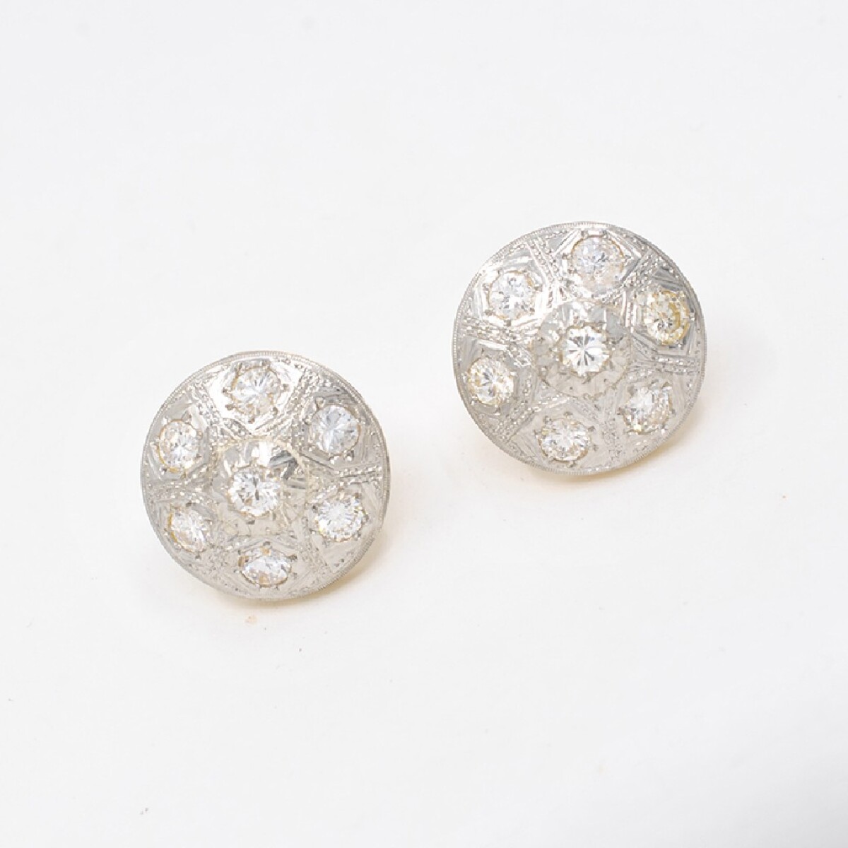 Hermosas Caravanas Antiguas 18K Y Brillantes 