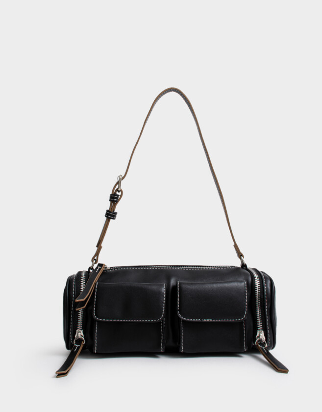 Bandoleras Bandolera Multipocket Suede - Negro