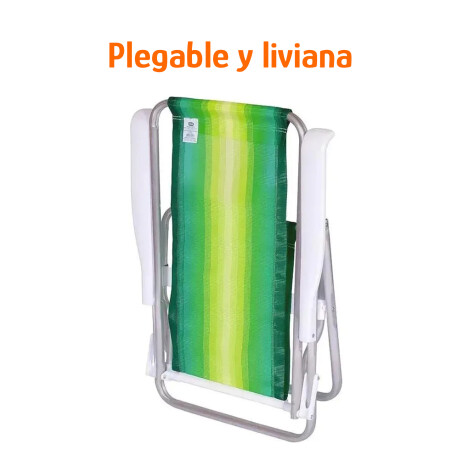 Reposera Silla Reclinable De Playa 8 Posiciones Aluminio Verde