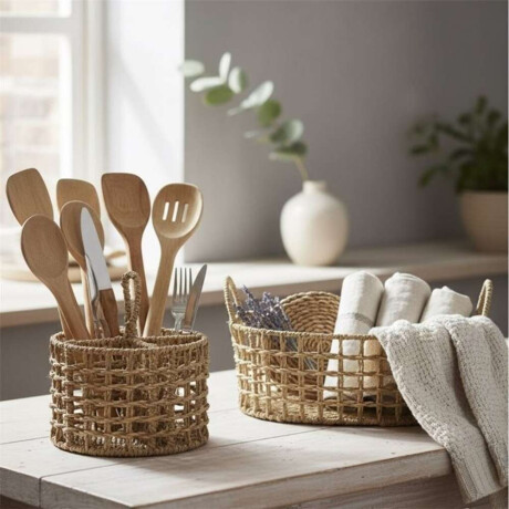 Organizador Cubiertos 4 Div. Seagrass D20Xh14/22Cm