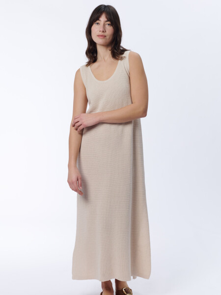 Vestido largo sin manga tejido Crudo
