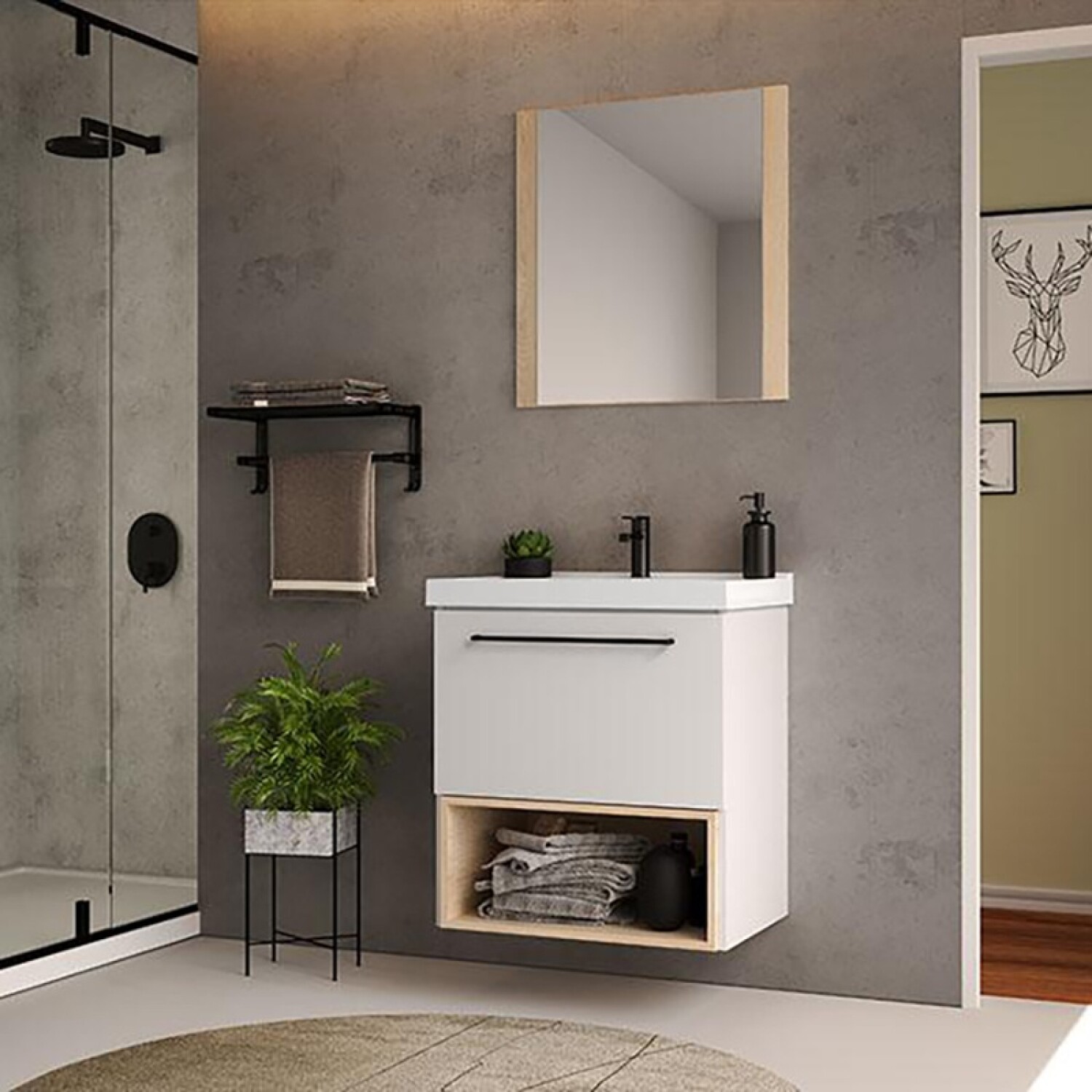 Conjunto De Baño Gales Color Branco/faia 60 Cm — Castro