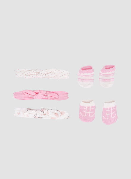 Set vinchas con medias Rosado