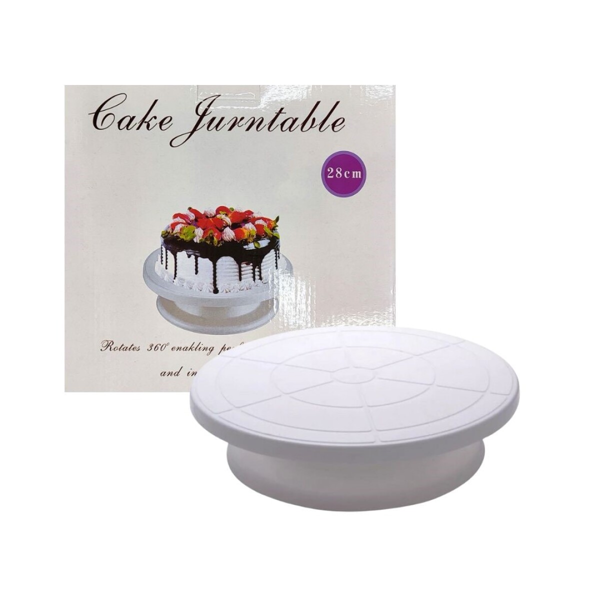 PLATO GIRATORIO PARA DECORAR TORTAS 28CM - BLANCO 