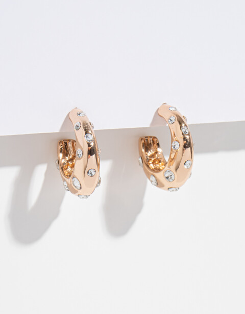 Aros Argollas Strass Argollas Con Strass - Dorado