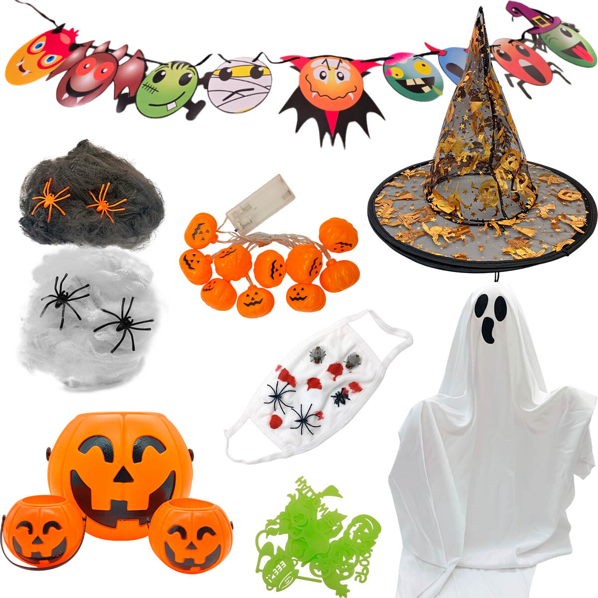 Set X12 Halloween Super Completo Fantasma Sombrero 