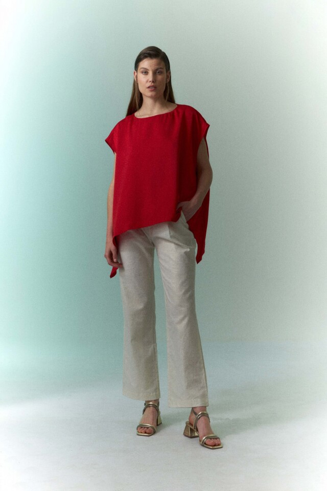 Blusa satinada rojo