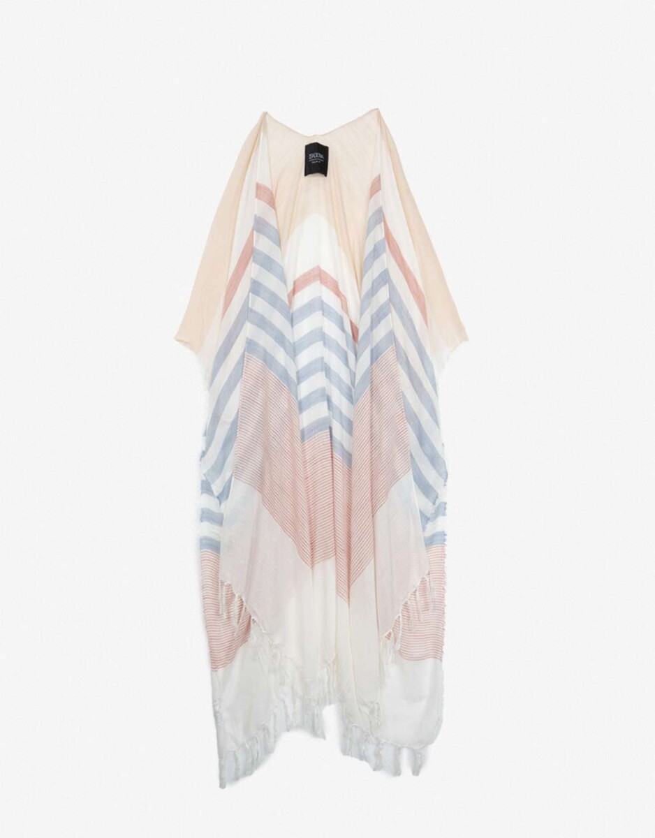 Kimono De Viscosa Rayado - Combinacion Multicolor 