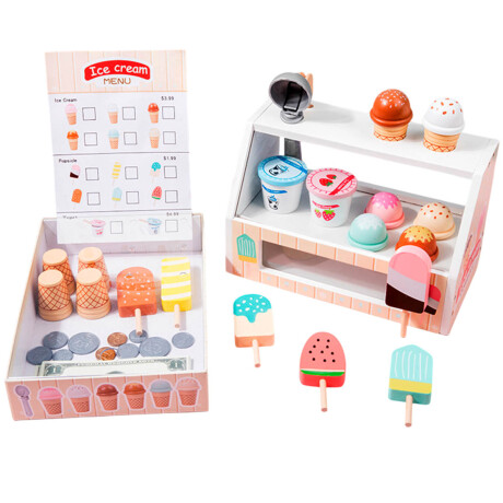 Puesto Helados Madera Imitación Heladería Juguete Puesto Helados Madera Imitación Heladería Juguete