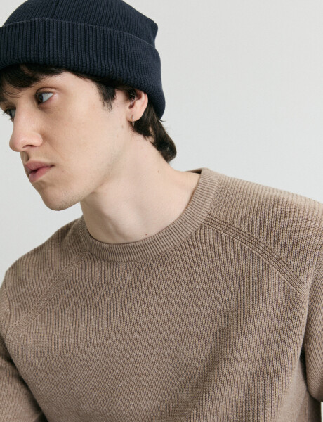 470986 SWEATER HARRINGTON LABEL Tostado
