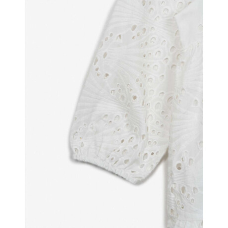 Vestido Corto De Broderie Blanco Crudo