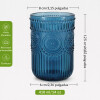 Vaso de Vidrio Labrado Largo Set 6 Unidades Azul