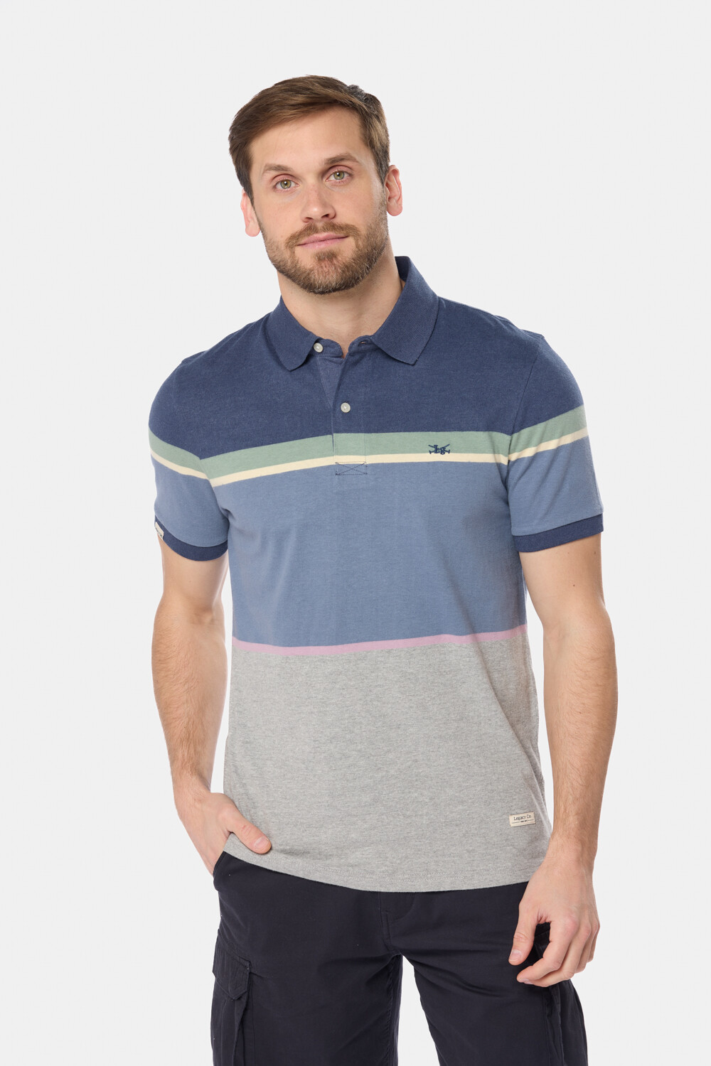 REMERA POLO RAYADA Azul