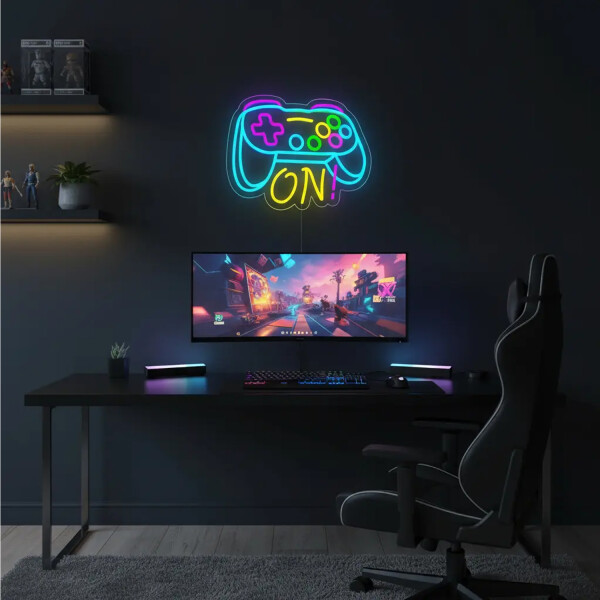 Letrero De Neon Joystick Gamepad On Hy-7851 LETRERO NEON "GAMEPAD ON" HY-7851