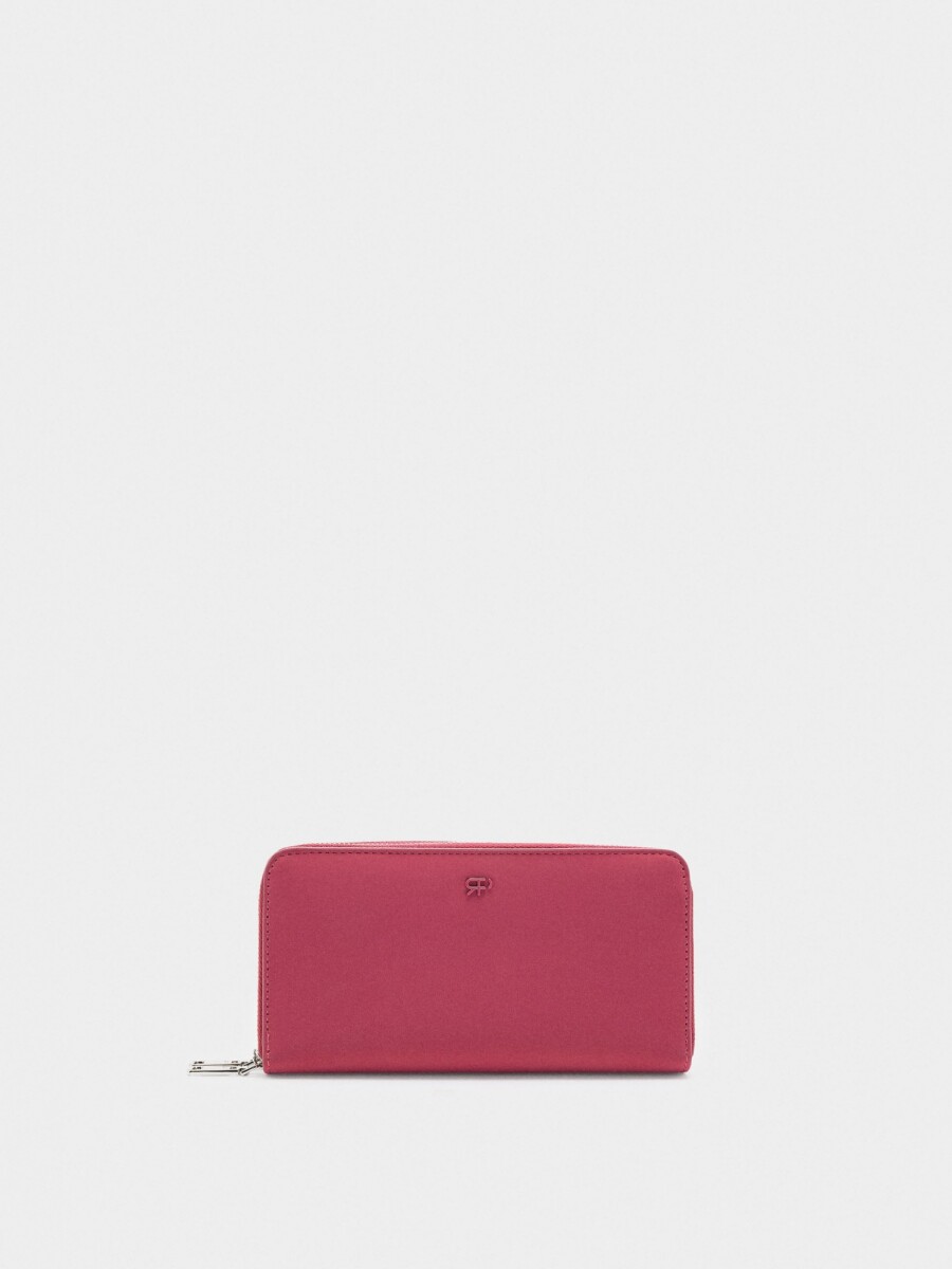 Cartera De Textura Suave Con Cremallera rosa