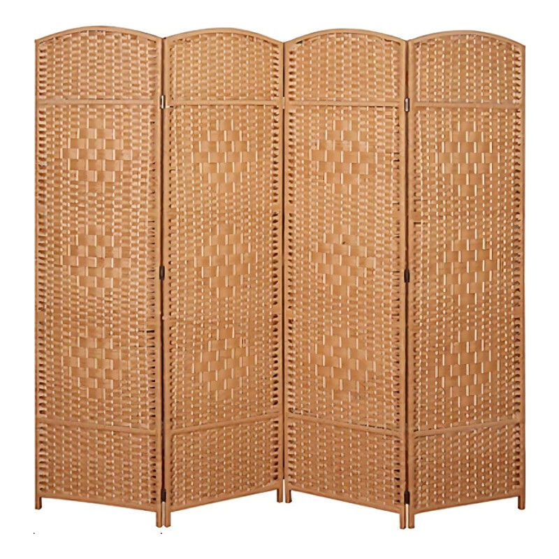 Biombo Separador Ambiente 4 Hojas Madera Moderno Natural Marrón