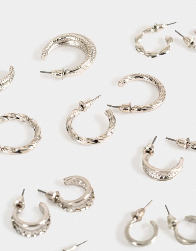 Aros Argollas Set Metal Aros Argollas Sets - Plateado