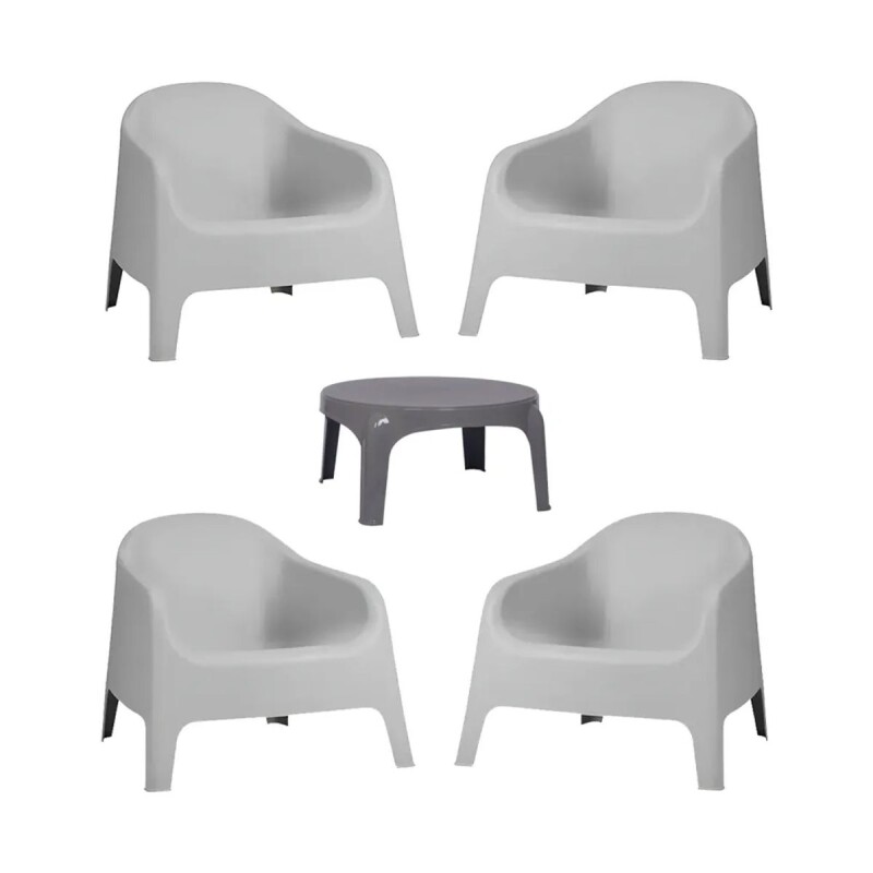 Set x4 Sillones Skarpo + Mesa GRIS CLARO