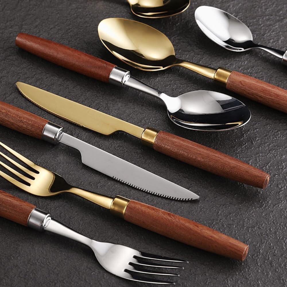 Juego de cubiertos de 4 piezas con estuche de acero inoxidable Juego de cubiertos de 4 piezas con estuche de acero inoxidable