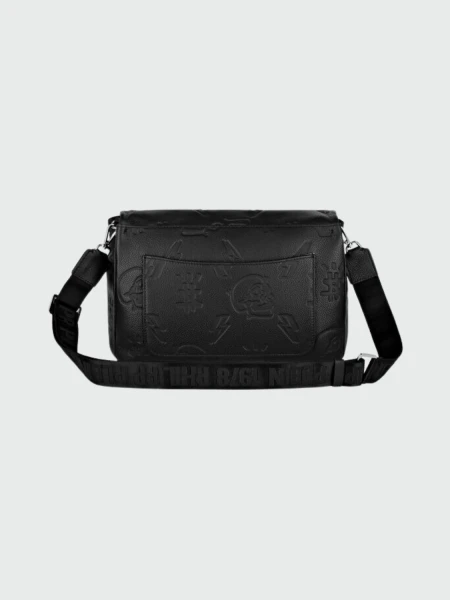 PHILIPP PLEIN - bolso de hombro mediano plateado de cuero Negro