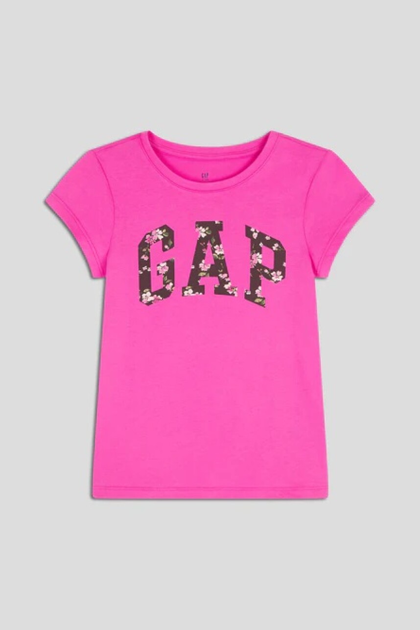 Remera Logo Gap Manga Corta Niña Happy Pink
