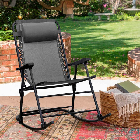 Silla Reposera Mecedora Plegable Con Almohadilla Negro