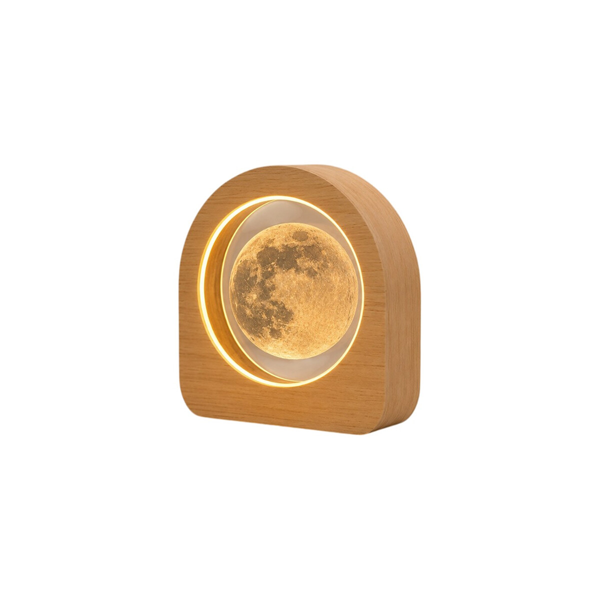 Lámpara veladora vidrio y madera 8x8cm - Luna 