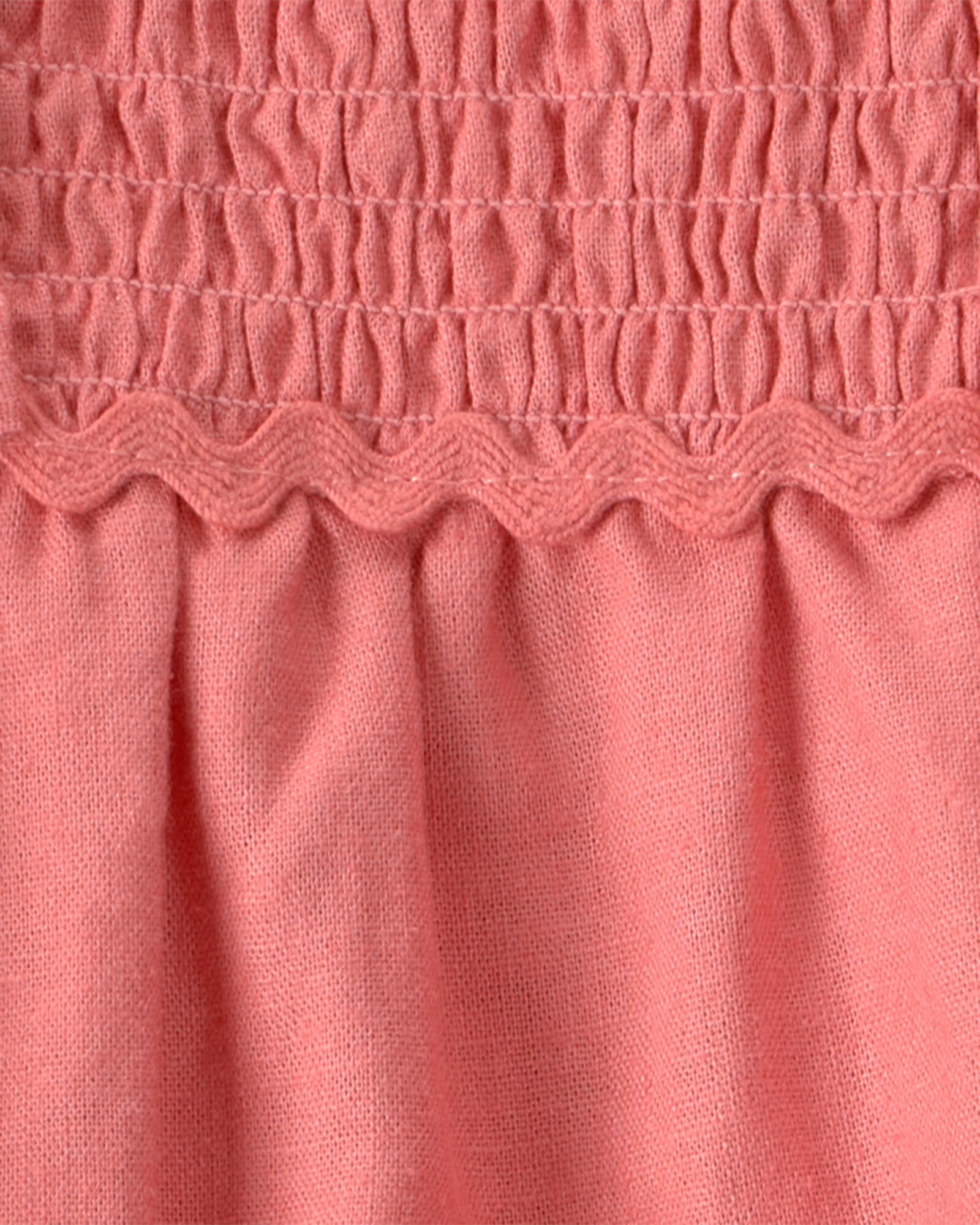 Vestido de lino, escalonado, con volados, color coral Sin color