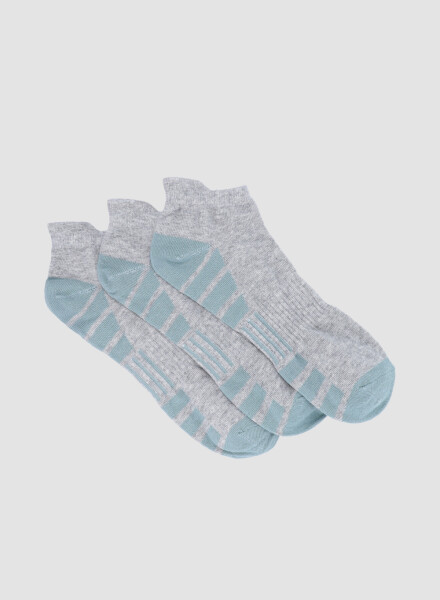 Pack x3 medias cortas con diseño deportivo Gris melange