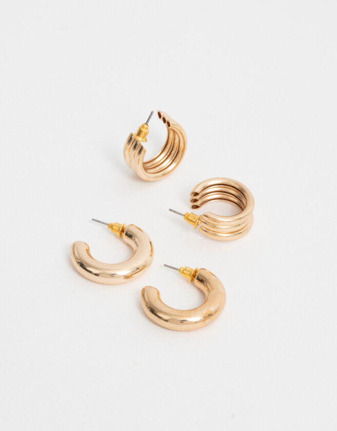 Aros Argollas Set Chunky Edition Set De Argollas Chunky - Dorado