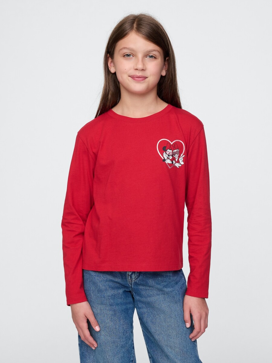 Remera Gráfico Manga Larga Niña - Modern Red 