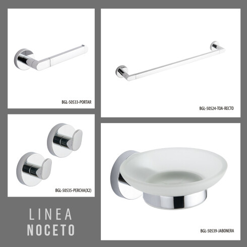 Set De Accesorios Aqualia Bgl, Incluye 2 Perchas, Toallero, Portarollo Y Jabonera Cromo 000