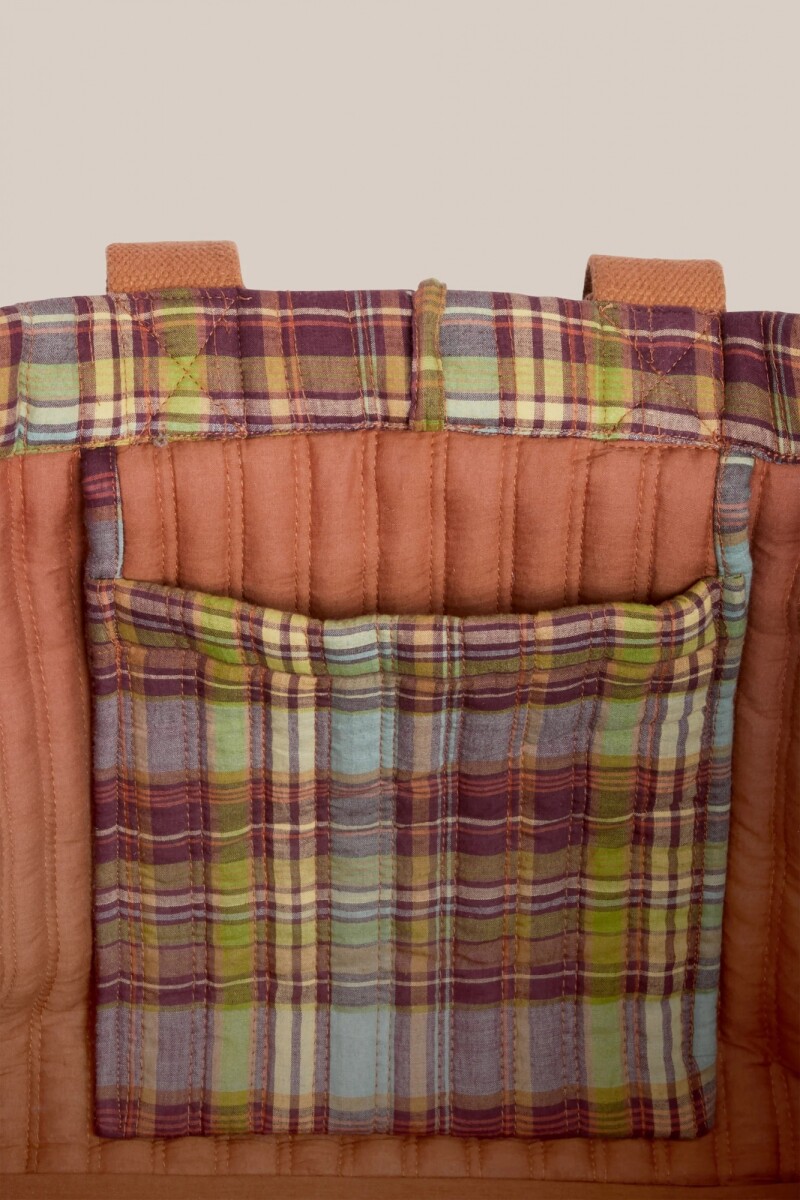 BOLSO TOTE SECRET CHECKS A CUA Marron