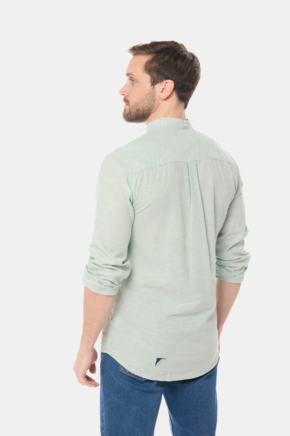 CAMISA DE LINO CUELLO MAO Menta