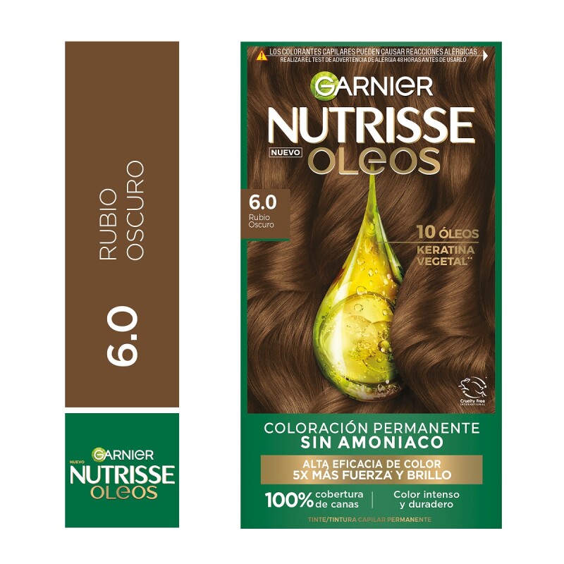 Tinta Garnier Nutrisse Oleos N°6.0 Rubio Oscuro Tinta Garnier Nutrisse Oleos N°6.0 Rubio Oscuro