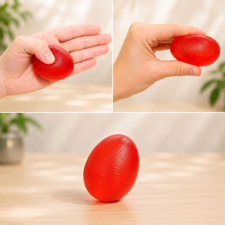 Ejercitador de manos en forma de ovalo de gel Rojo