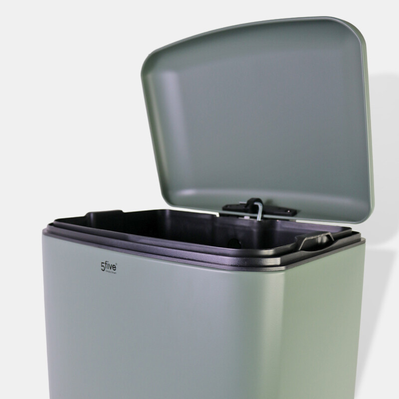 BASURERO METAL VERDE C/PEDAL 30L Unica