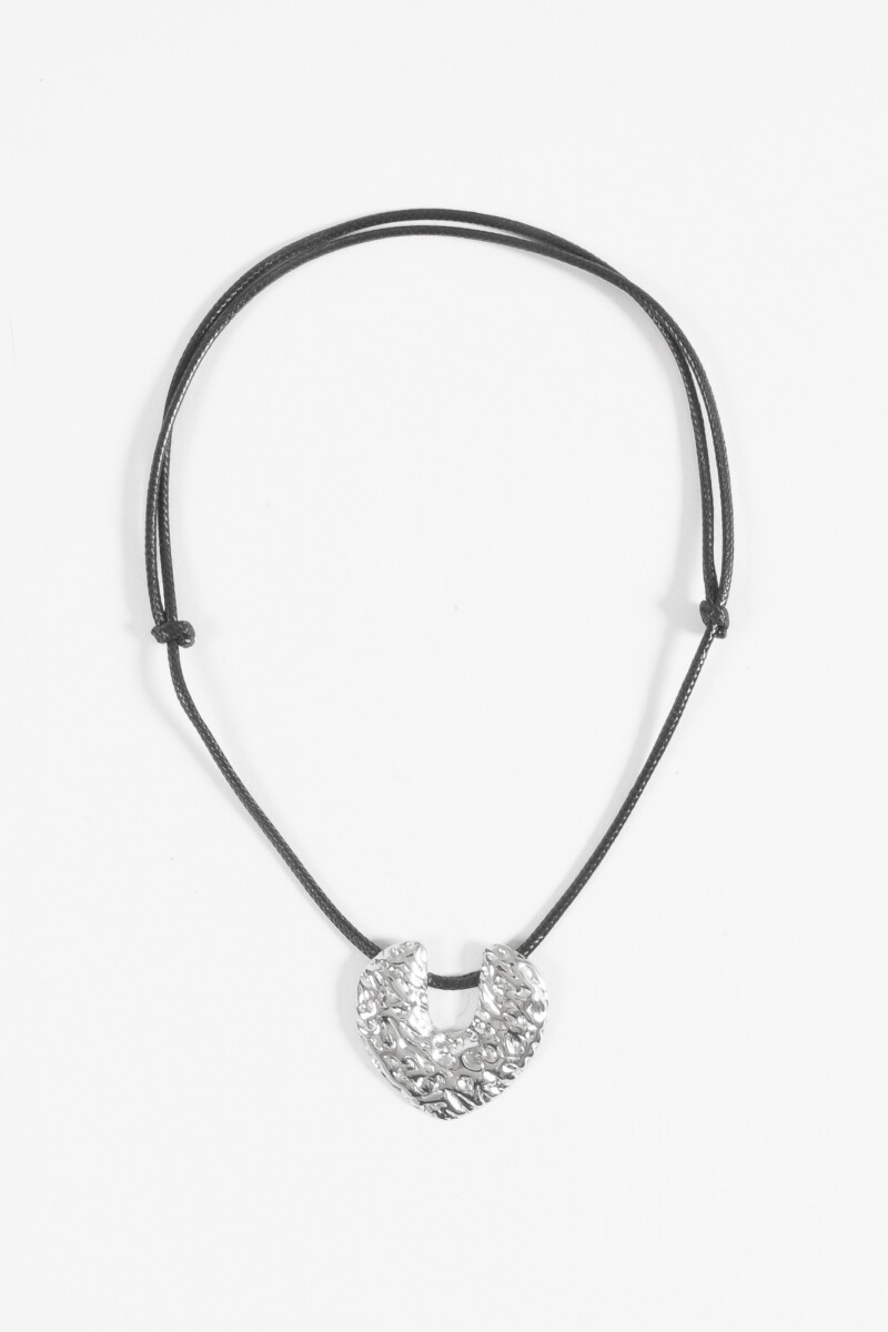 Collar acero con cordón dije textura plateado